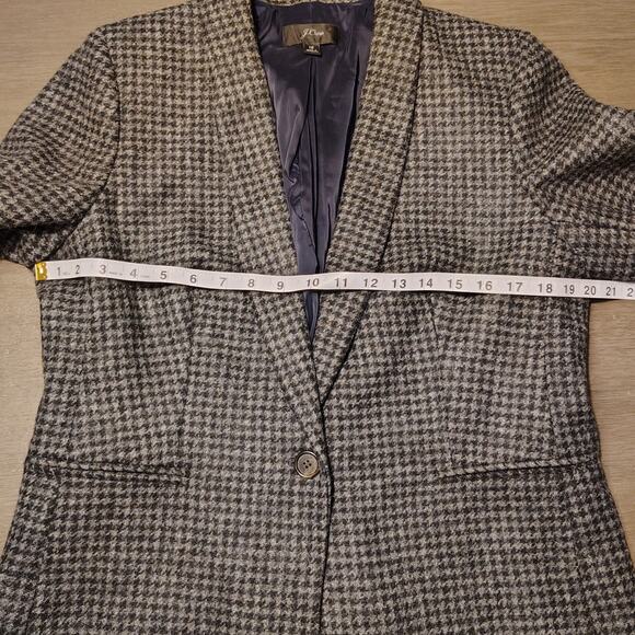 J. Crew Parke Houndstooth Wool Blazer Black Gray Size 12 - Picture 6 of 14